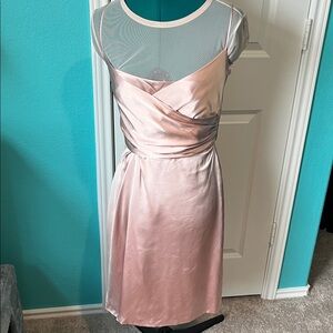 Baby Pink Silk Thin Strap Empire Waist Dress